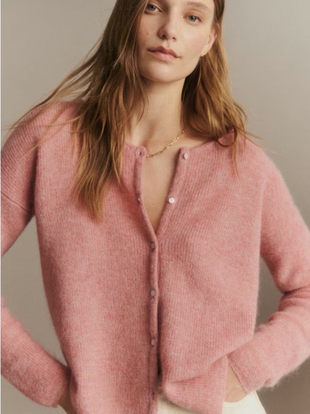 Sézane Gaspard Cardigan in Soft Pink